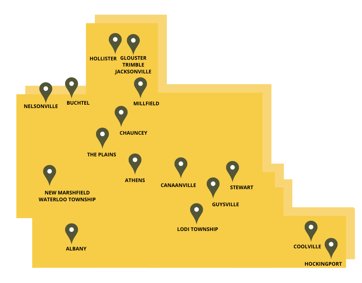 Areas in Athens County where the Athens County Land Bank has addressed blight
